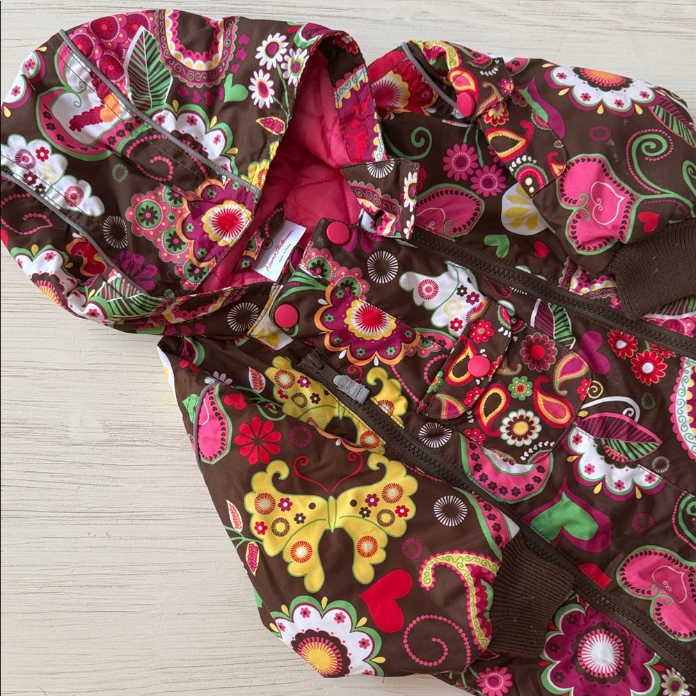 Hanna Andersson Colorful Floral Kids Puffer One Piece Snowsuit